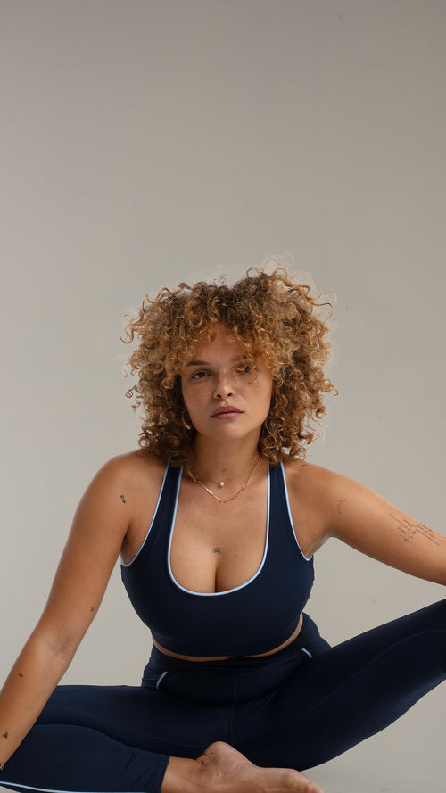 Brassière croisée bleu